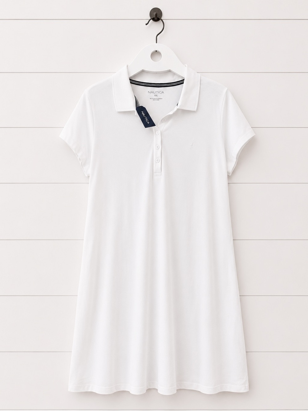 NWT Nautica White Short Sleeve Stretch Cotton Casual Dress